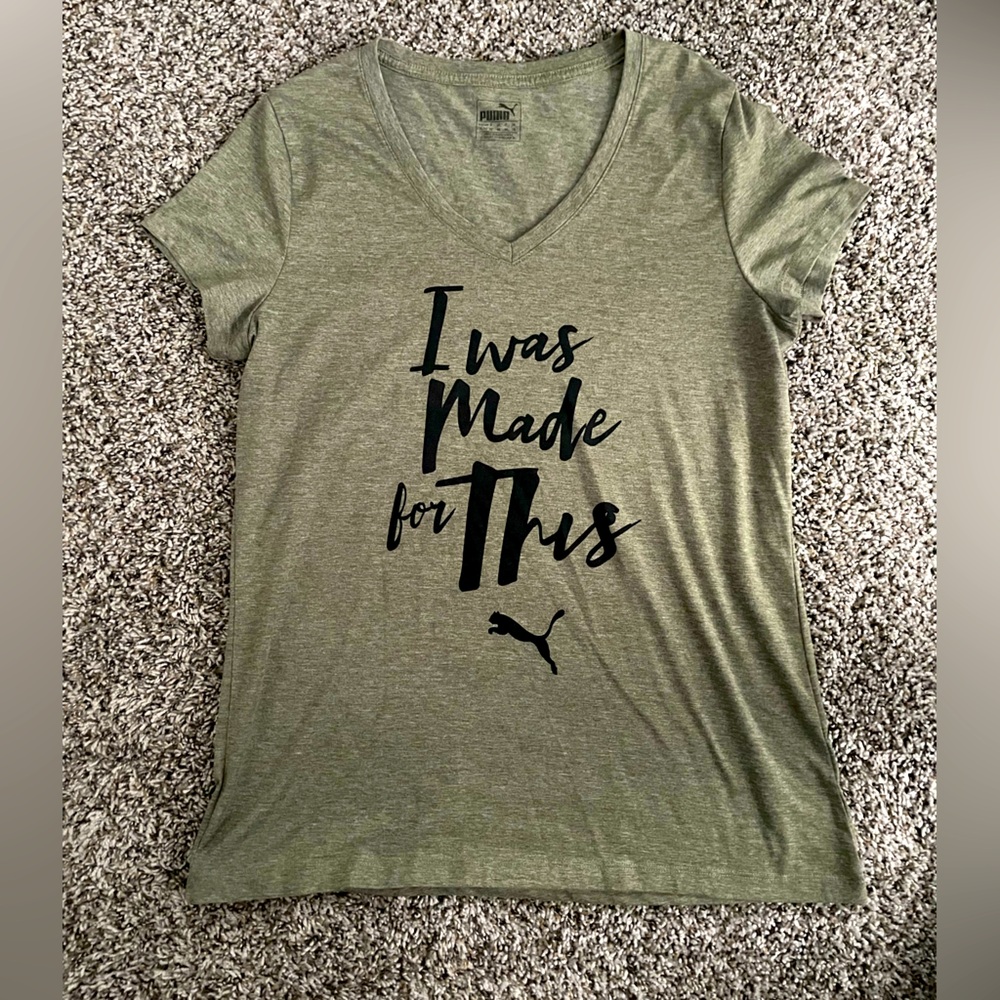 Puma Green Short Sleeve T-Shirt Casual Style